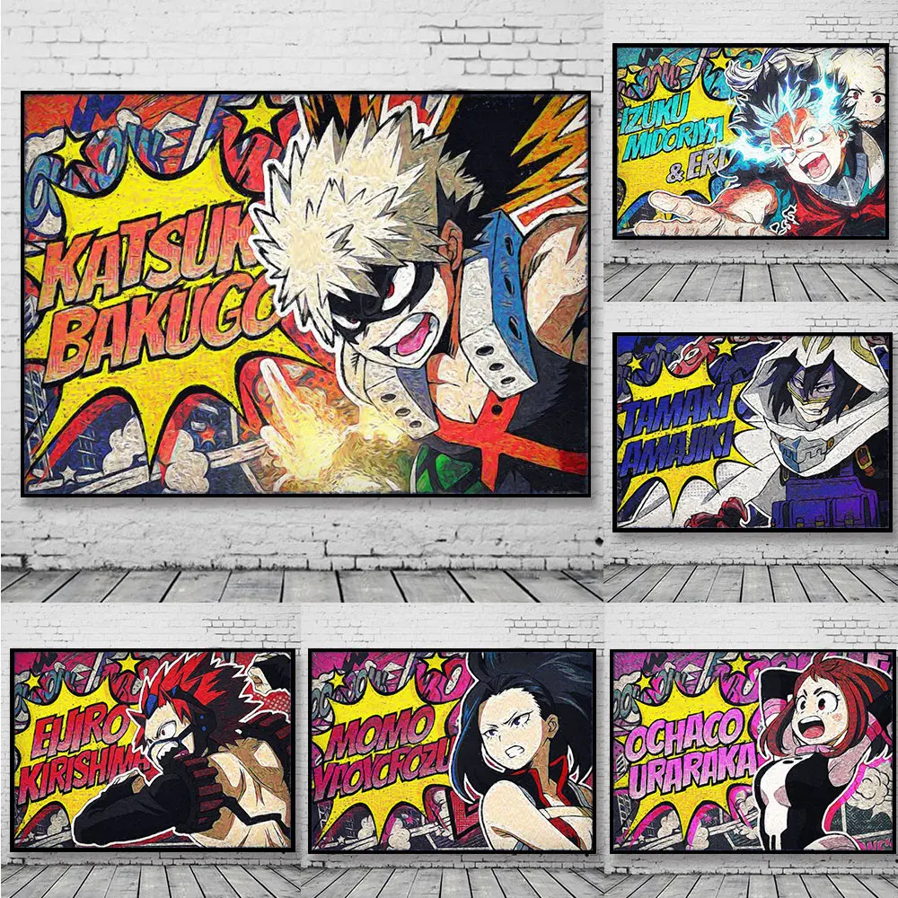 

My Hero Academia Classic Cartoon Characters Posters Japanese Anime Art Canvas Painting Print Pictures Room Home Decoration Mural