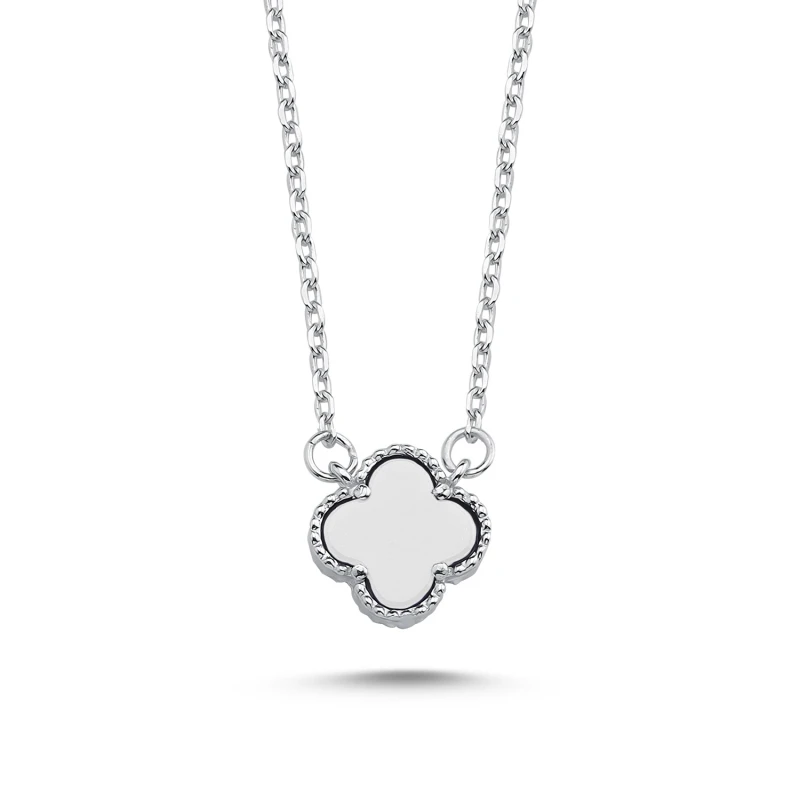

Silver 925 Sterling White Clover Necklace