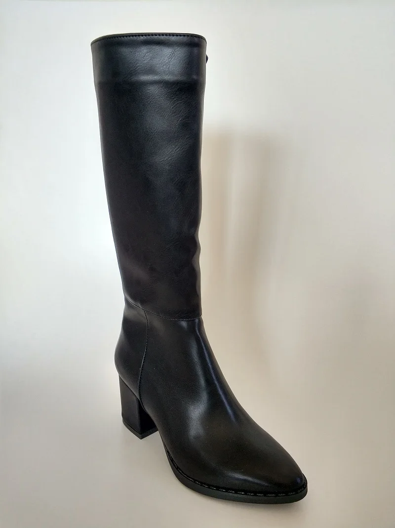 Tuwoshoes/женские сапоги до колена на высоком каблуке; Цвет Черный