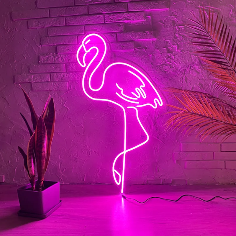 Розовый фламинго на заказ неоновая вывеска светодиодсветодиодный гибкая доска