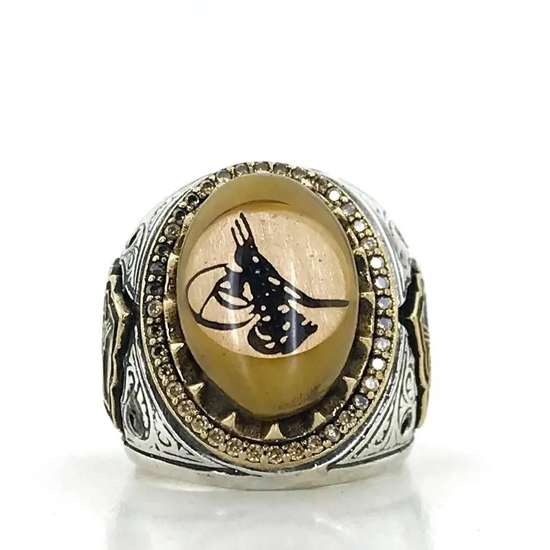 Тайпра обработка Янтарный ручной работы серебряное мужское кольцо|Кольца| |