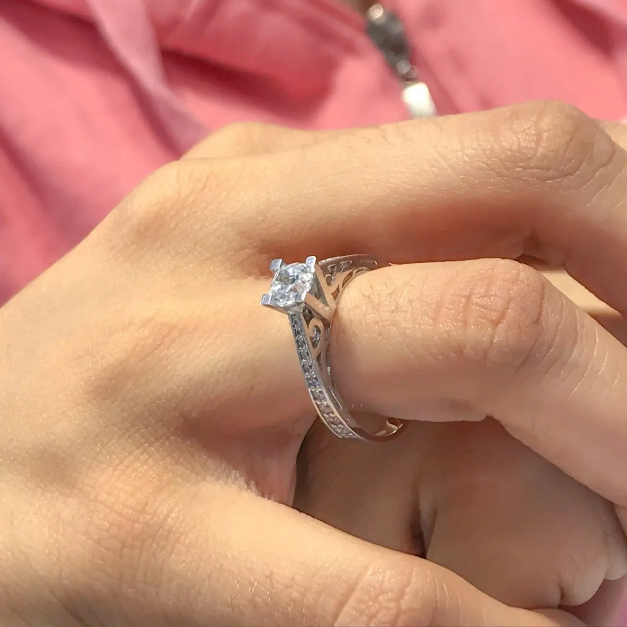 Бриллиантовое кольцо монтюр 6 мм элегантная помолвка белое золото | Украшения и