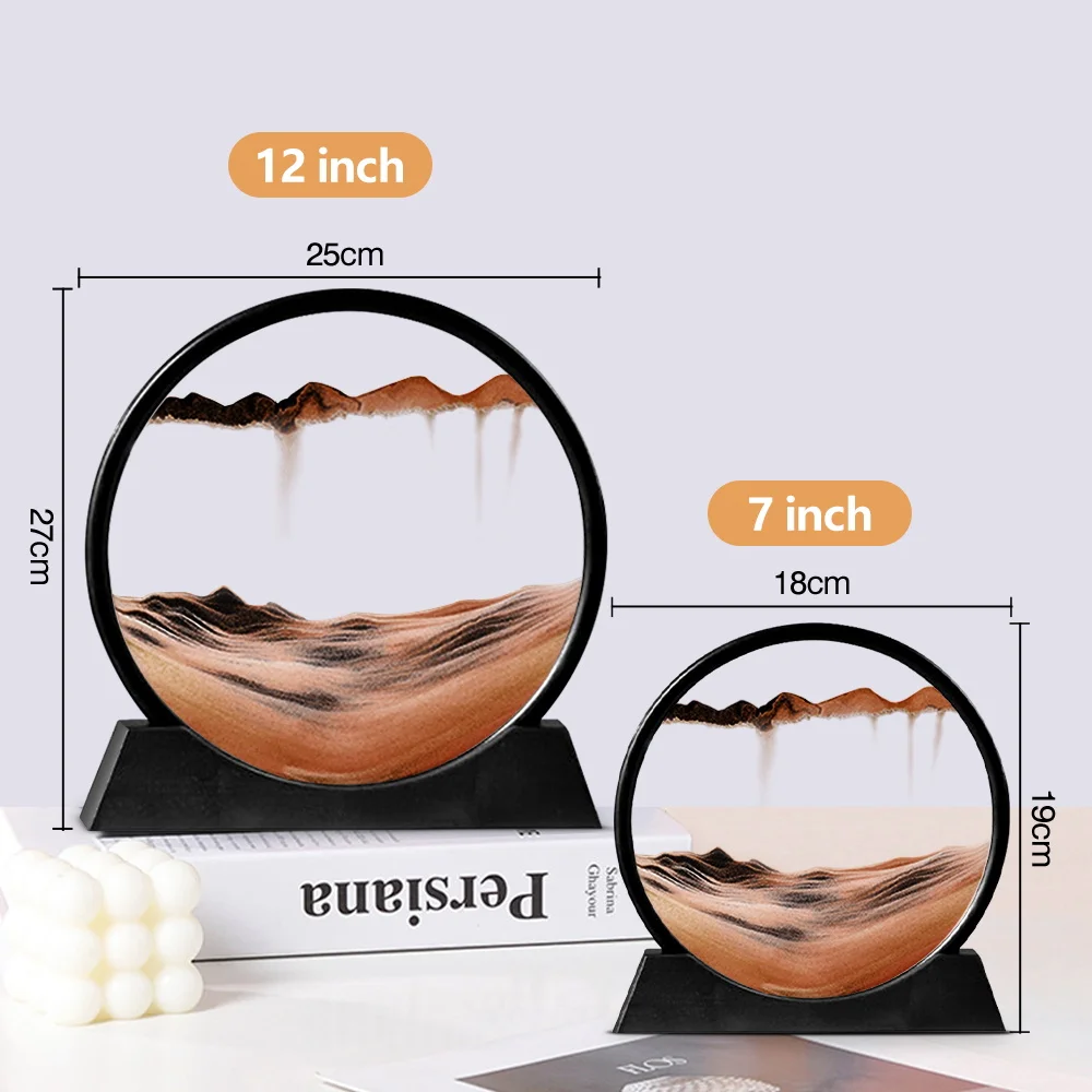 7/12 дюймов движущийся песок художественная картина круглое стекло 3D глубокий