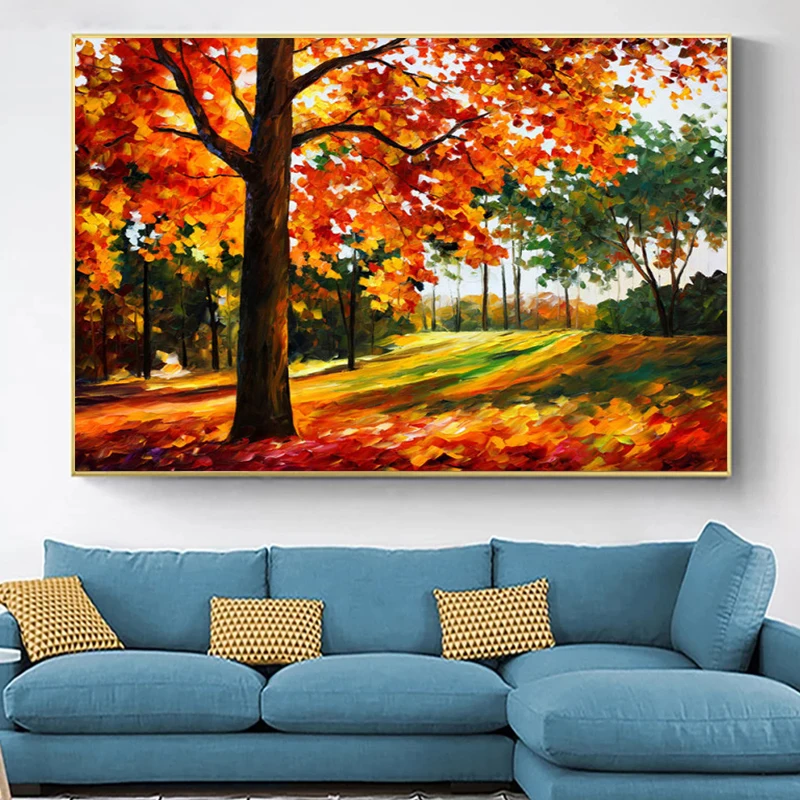 

Abstract Autumn Park Landscape Canvas Painting Wall Art Nordic Volorful Poster And Prints For Living Room Modern Home Decor
