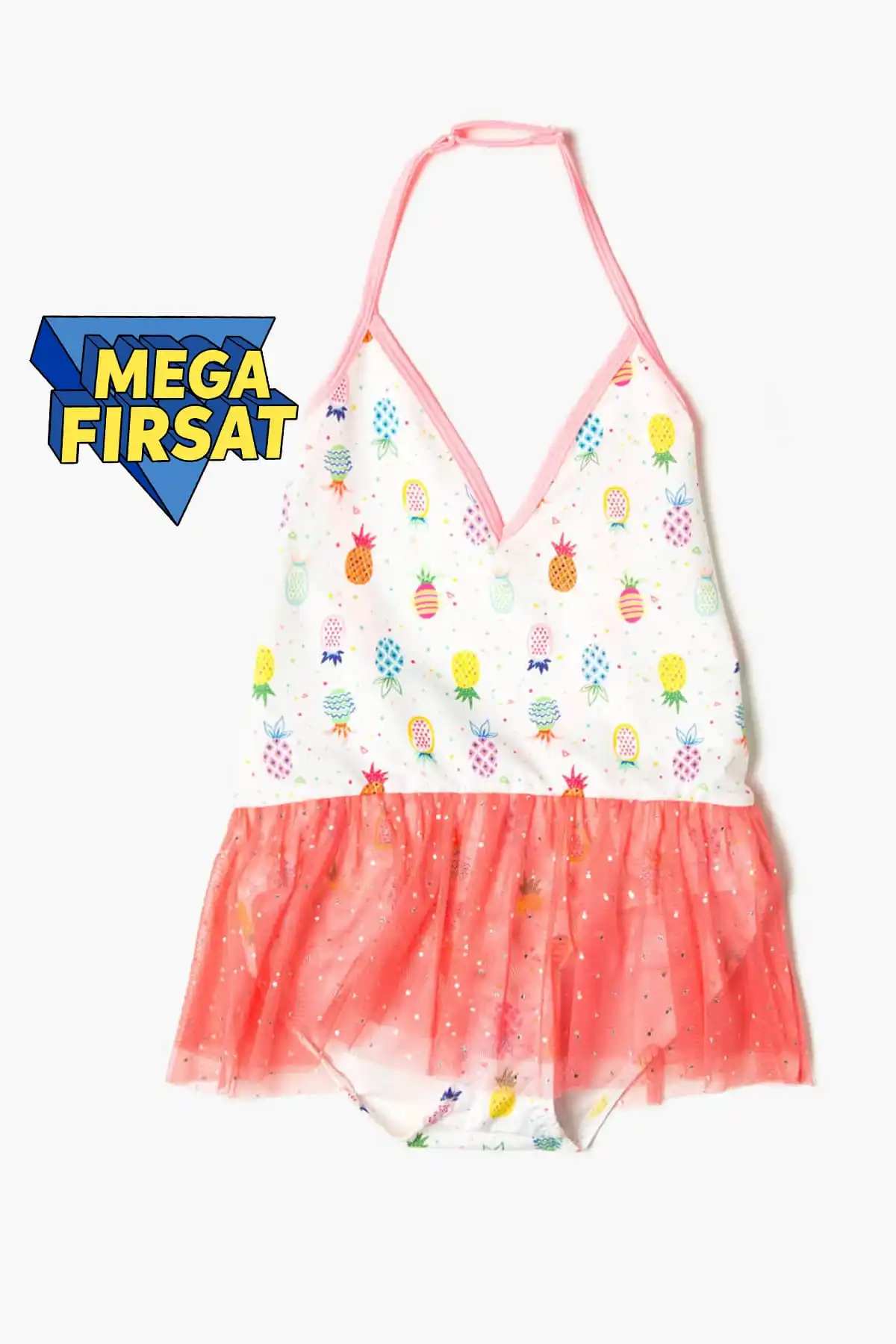Coton Kids White Pink Pattern Female Child Swimwear |