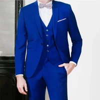 2022 royal blue formal business suits for mens slim fit custom wedding groom tuxedo male fashion 3 piece jacketpantvest