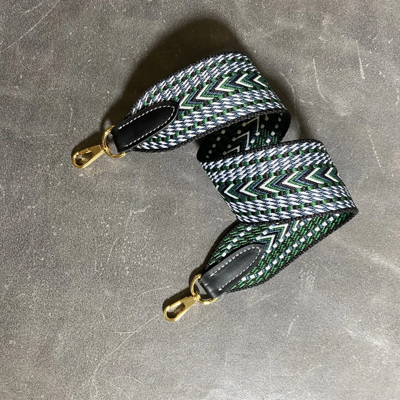 Colored Women Leather Belt Bag Accessories Rainbow Fabric Adjustable Bag Strap for Handbag Nylon Shoulder Strap Bag Handles