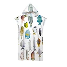 Синий морским обитателям, красочных рыб океана печать на открытом воздухе взрослых с капюшоном пляжное полотенце-пончо халат пляжные полотенца Для женщин мужской Халат