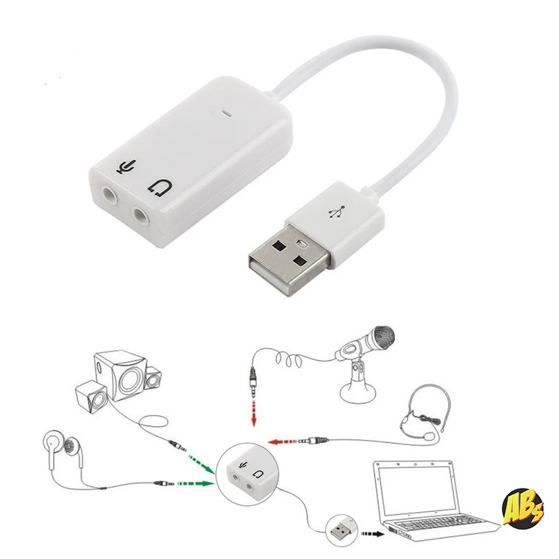 Звуковая карта USB для наушников и микрофона на проводе Windows Mac OS звуковой