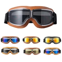 vintage motorcycle goggles leather retro pilot motorbike scooter biker glasses eye protection sunglasses cycling helmet glasses