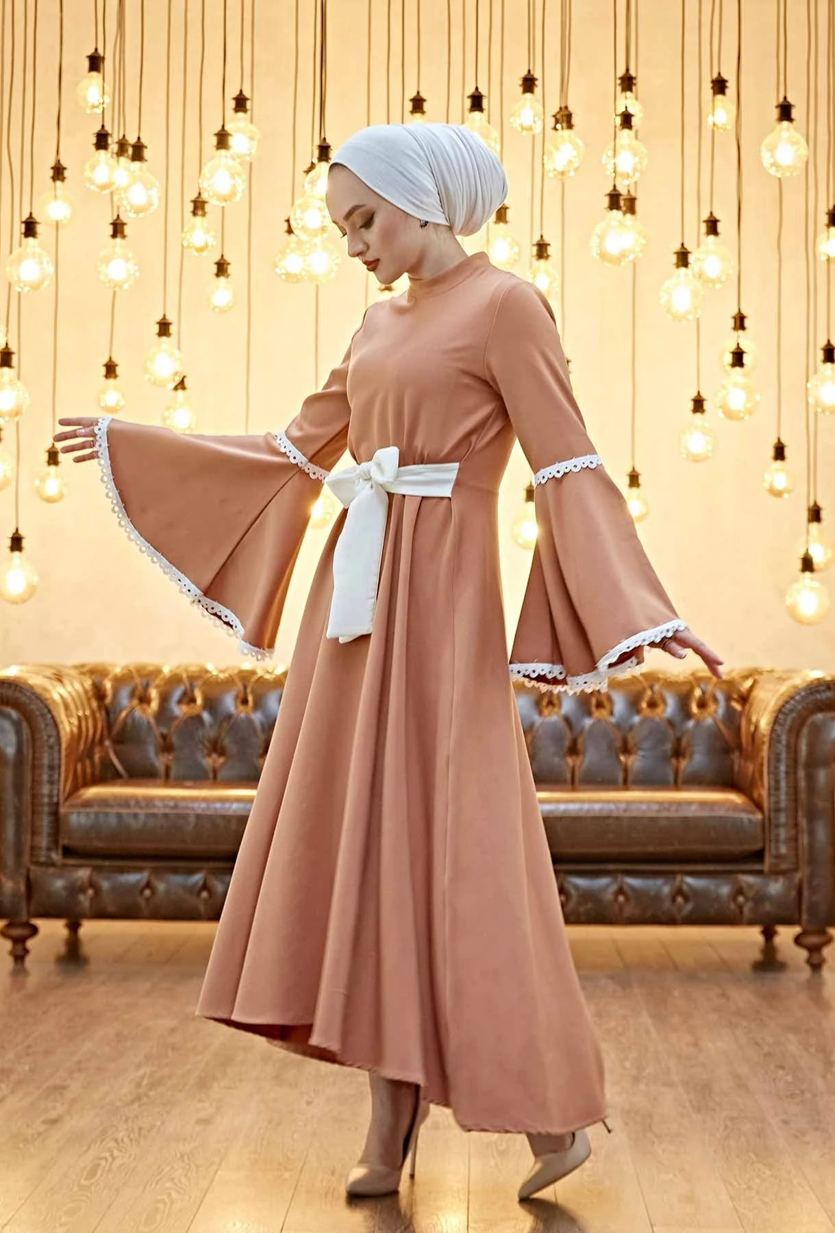 

Lady Dress Powder Muslim Kaftan Abaya Dress Kimono Women Dubai Open Abayas Turkish Stones Chiffon Hooded Dress Elegant African
