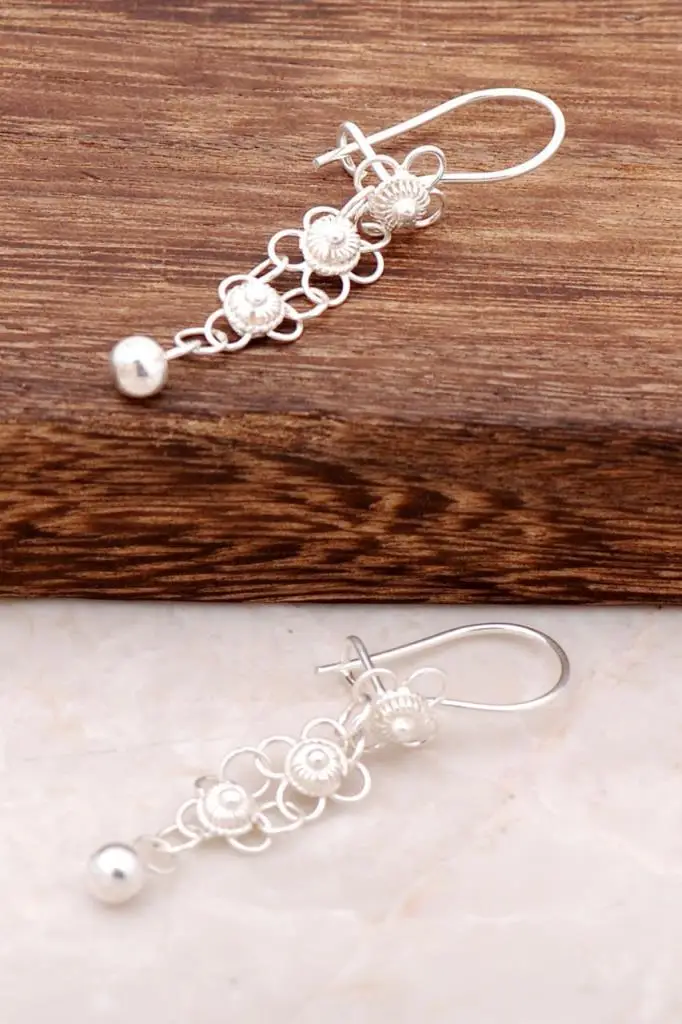 Серьги из серебра 1711 пробы с филигранной местной разгрузкой высокое качество