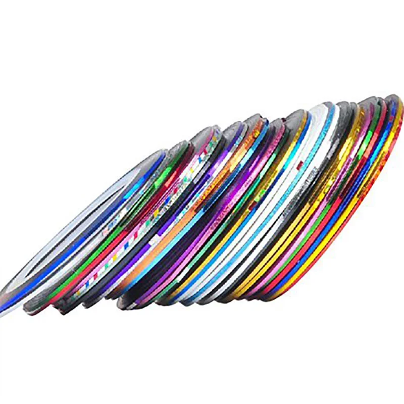 20/30 шт. Наклейки для ногтей линии разноцветные золотые и серебряные украшения