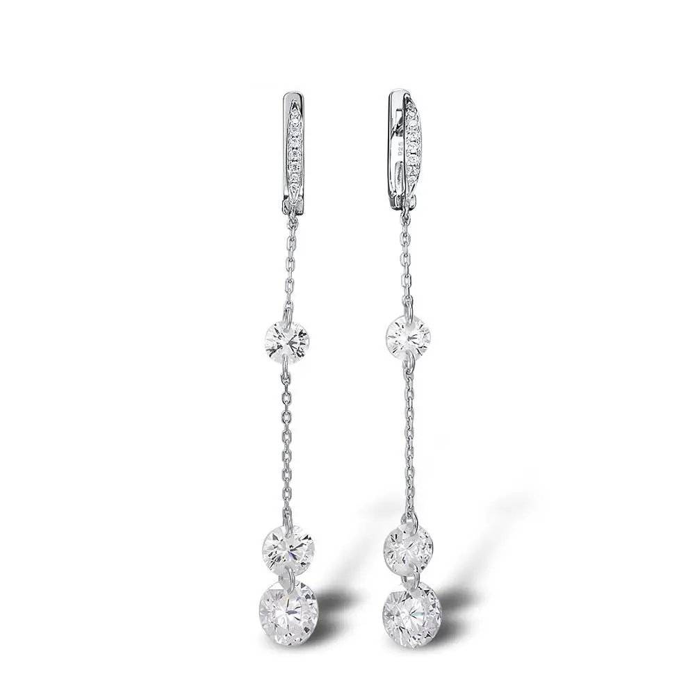 

White Sparkling Hanging Earrings