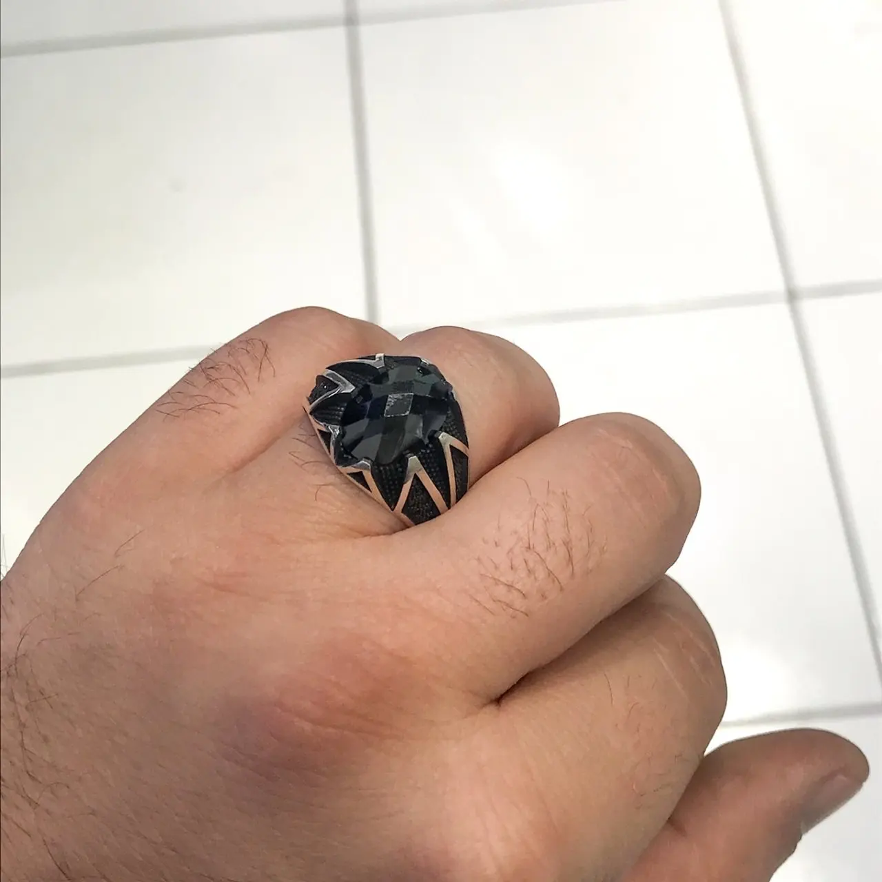 Новое дизайнерское мужское кольцо из стерлингового серебра черного