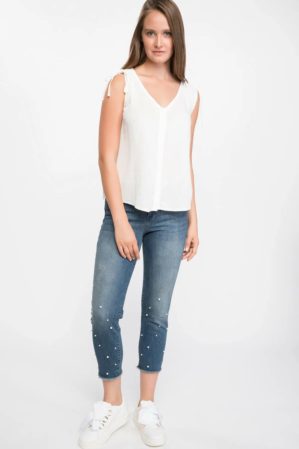 DeFacto женские осенние джинсы светильник синие повседневные узкие джинсовые штаны