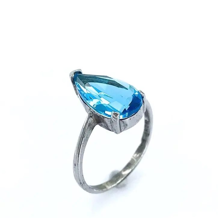 

Blue Topaz Drop Silver Ring