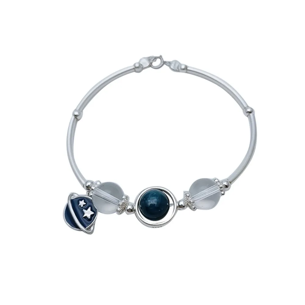 

Ins Niche design 925 pure silver small planet blue crystal white crystal bracelet female student honey silver hand ornament gift