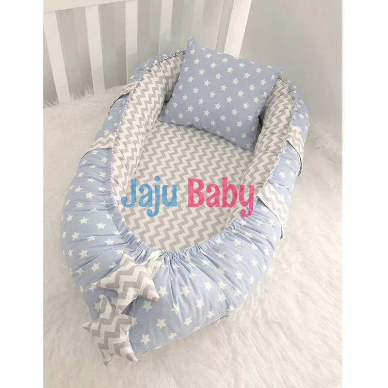Jaju Babynest серая зигзаг и синяя звезда ортопедические Роскошные Детские гнезда