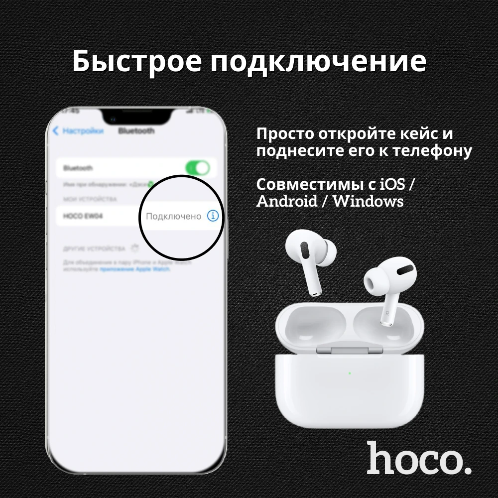 Беспроводные наушники hoco EW04 вакуумные белые с костной проводимостью звука bluetooth сенсорные