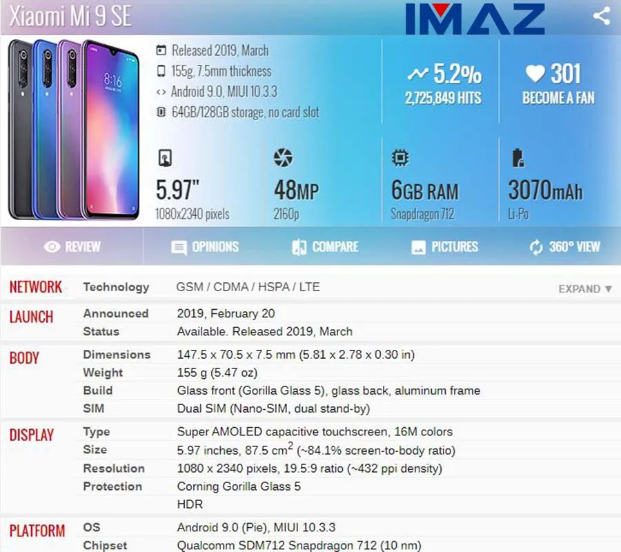 IMAZ Original For XIAOMI MI 9 SE M1903F2G LCD Touch Screen Digitizer Assembly For Xiaomi Mi9 SE Display+Fingerprint Replacement enlarge