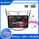 Sinosmart автомобильный радиоприемник с навигацией GPS для Hyundai Solaris Verna Accent 2011-2016 2din 2.5D IPSQLED экран 8 ядер, DSP 48EQ