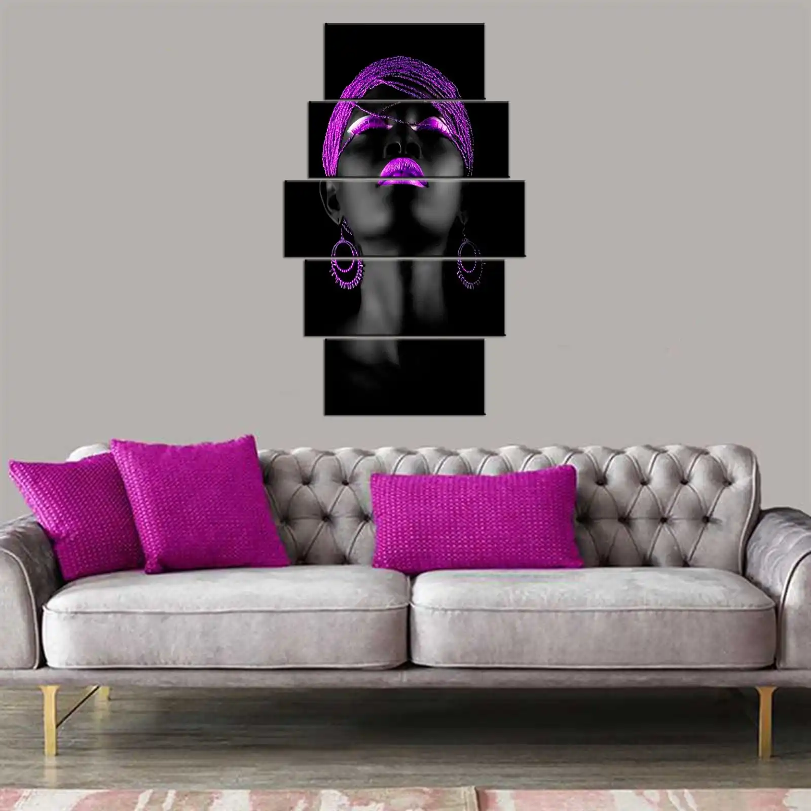 

AFRICAN ART BLACK-5 PIECE PICTURE of MDF TABLE