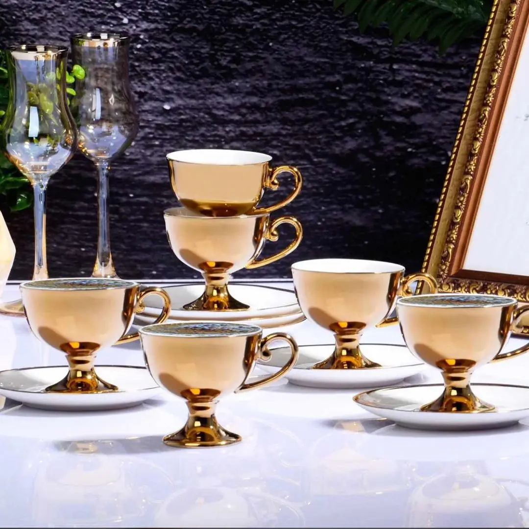 Набор роскошных золотых фарфоровых чашек 6 шт. креативные фарфоровые чашки и