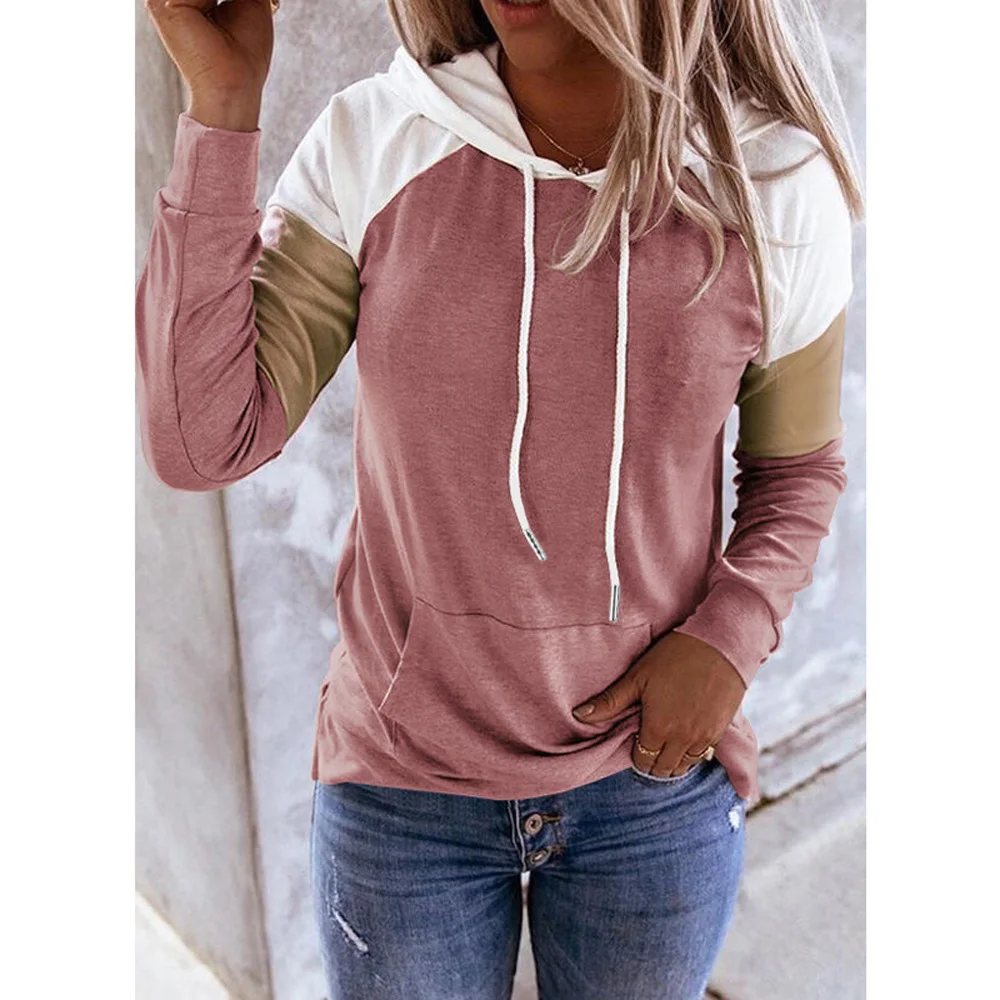 

Harajuku Casual Loose Long Sleeve Women Hoodies 2020 Autumn Vintage Patchwork Hooded Sweatshirts Female Elegant Pullover Top 3XL
