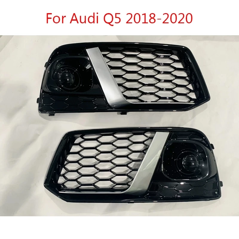 

Передний бампер автомобиля, противотуманные фары, грили, подходят для Audi new Q5 Q5L 2018 2019 2020, гоночные грили ABS, сменные противотуманные фасветил...