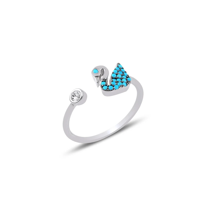 

Серебряное 925 пробы кольцо с нано-бирюзовым камнем