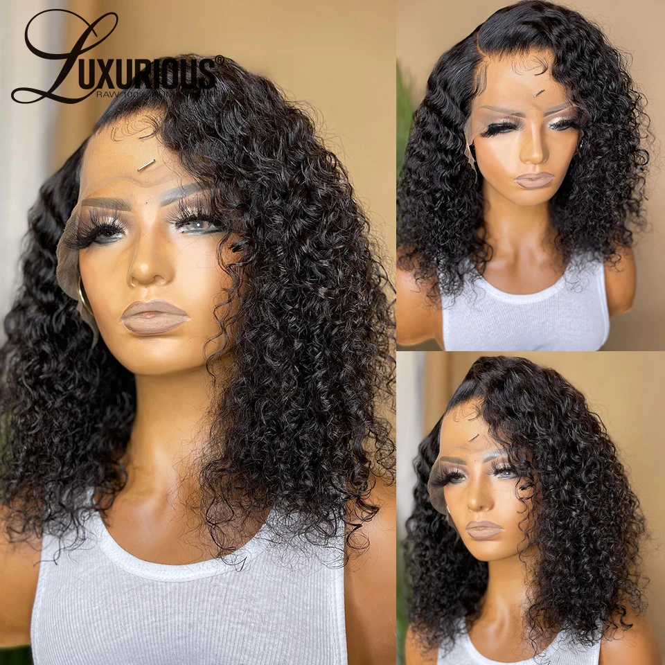 

Short Bob Wig Kinky Curly 13X4 HD Lace Frontal Wigs Human Hair Wigs For Women Pixie Cut wig Human Hair Pre Plucked 180%