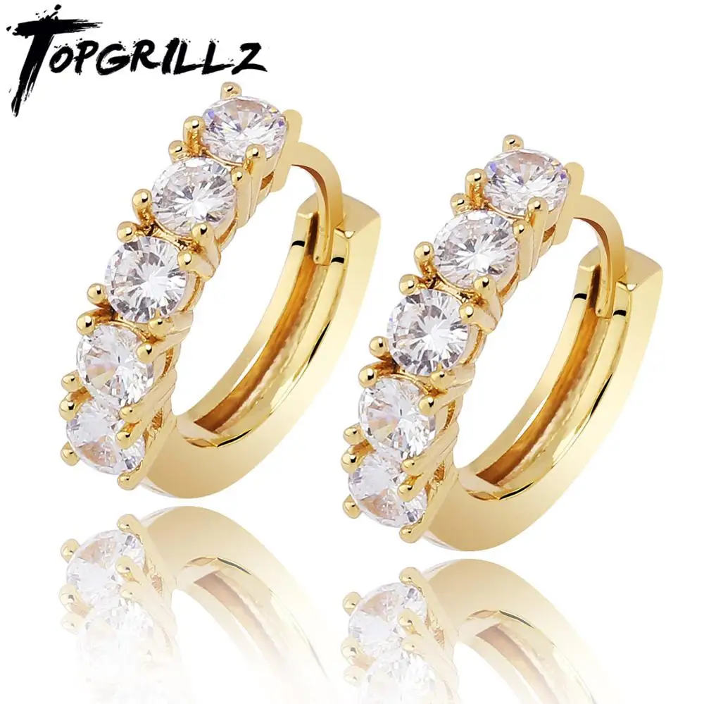 Серьги гвоздики TOPGRILLZ с микрозакрепкой круглые роскошные украшения для мужчин и