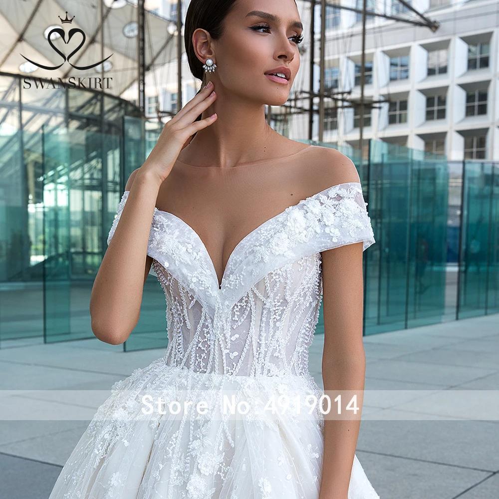 Роскошное Свадебное платье с открытыми плечами модель 2020 года пышная юбка