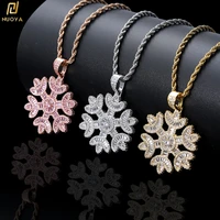 nuoya brass setting cz snowflake pendant iced out cubic zircon necklace hip hop gift jewelry bling nyp082