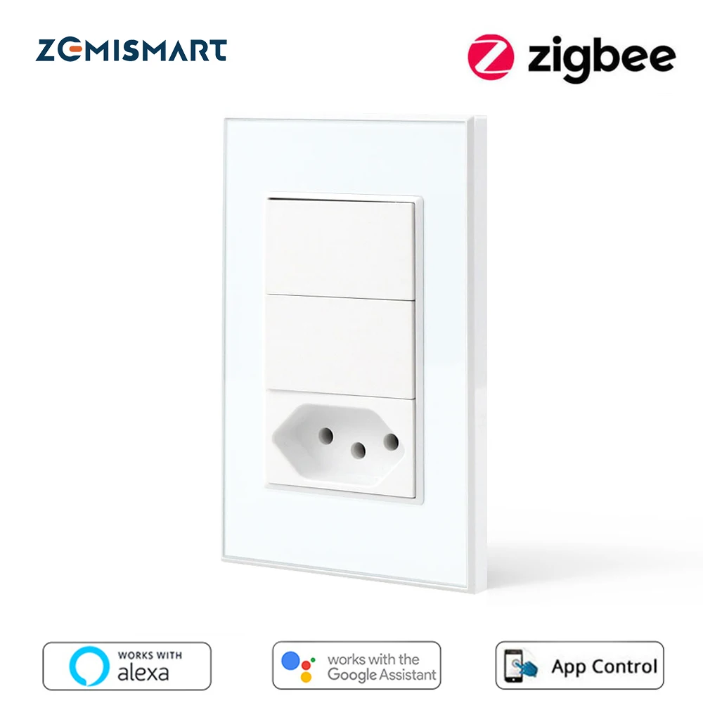 Zemismart Zigbee Brazil Wall Switch Socket Tuya Smart 10A Tomada Alexa Google Home Voice Control Brazilian Outlet Light Switch