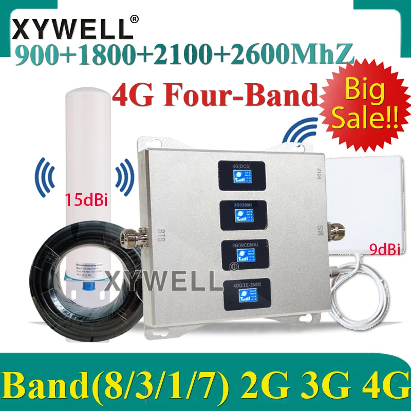 BigSale! Четырехполосная 900/1800/2100/2600 МГц мобильный телефон GSM ретранслятор сигнала 2g 3g