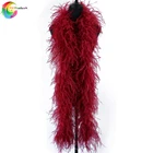 WCFeatherS 6ply бургундское пушистое страусиное перо boas свадебные вечерние платья с шалью с перьями украшение из настоящего страуса