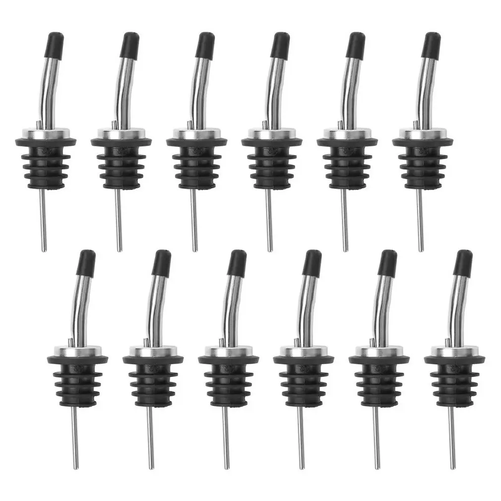 

12 Pieces Stainless Steel Classic Bottle Pourers Tapered Lightweight Spout - Liquor Pourers with Rubber Dust Caps Bottles Pourer