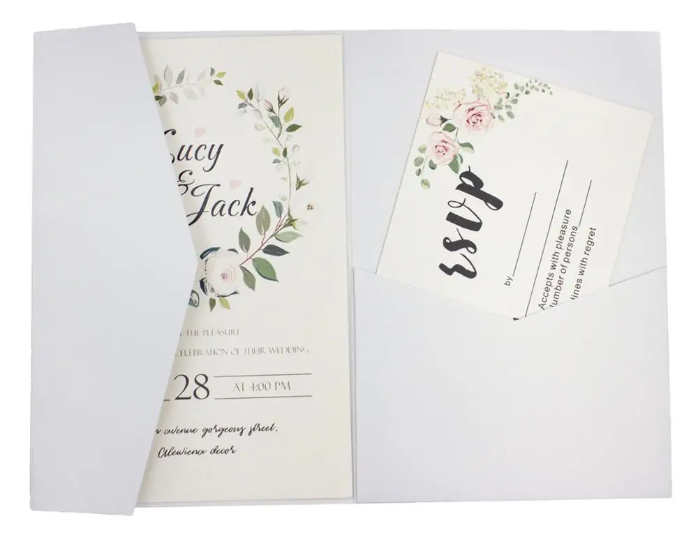 20 шт./лот свадебные пригласительные открытки pocketfold трехслойная открытка и