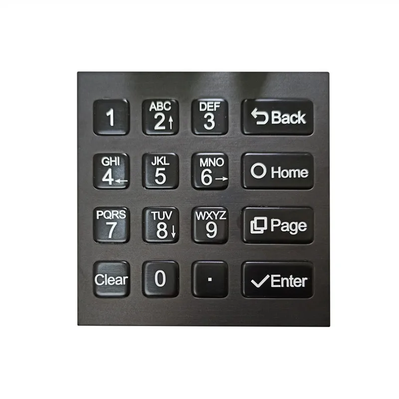 Black Color Panle Mount Metal Keypad With 16 Key Buttons Stainless Steel Numeric Keyboard