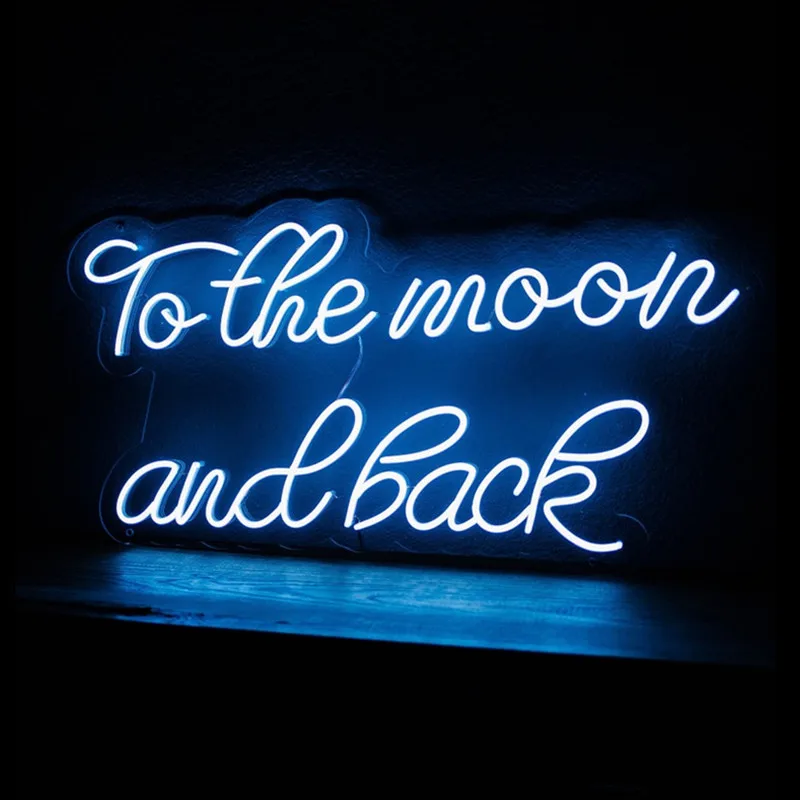 To the Moon and Back Neon LED Sign Light for Home, Office, Business, Engagement, Weddings & Events Decoration