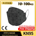 Маска для лица с черными крышками kn95, маска для лица, черная маска fpp2, защитные маски для рта с рыбьим ртом, дизайн чехлов для рта