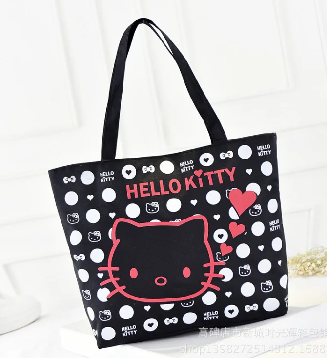 Холщовая Сумка с принтом Hello kitty, сумка на плечо, сумочка, XK-10321
