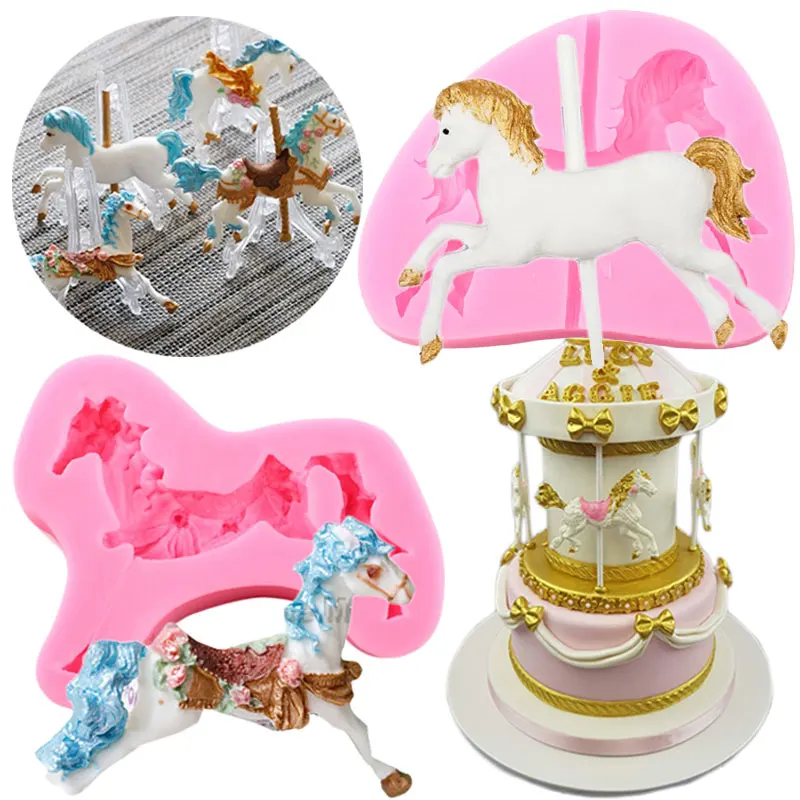 Sugarcraft Карусель лошадь силиконовые формы для детского дня рождения искусственная
