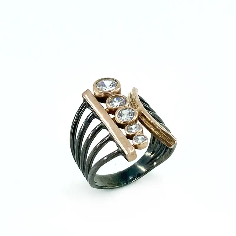 

Hand Production Special Design Zircon Silver Ring