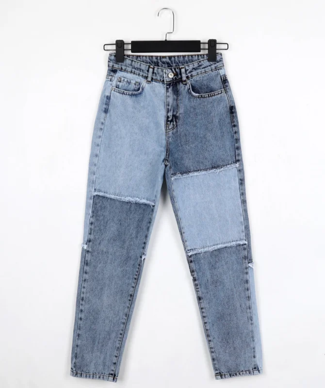 

Fragmented Blue Mom Pants