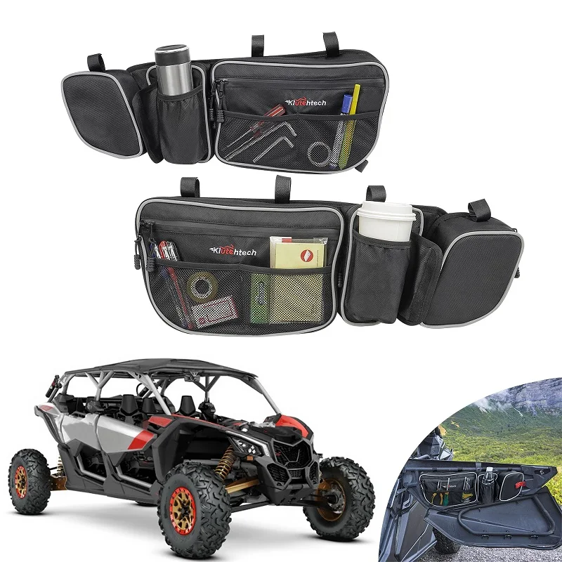 Front Side Door Storage Bags with Knee Pad Cup Holder For Can-am Maverick X3 MAX Turbo/R  X3 MAX X DS Turbo X3 MAX X RS Turbo R
