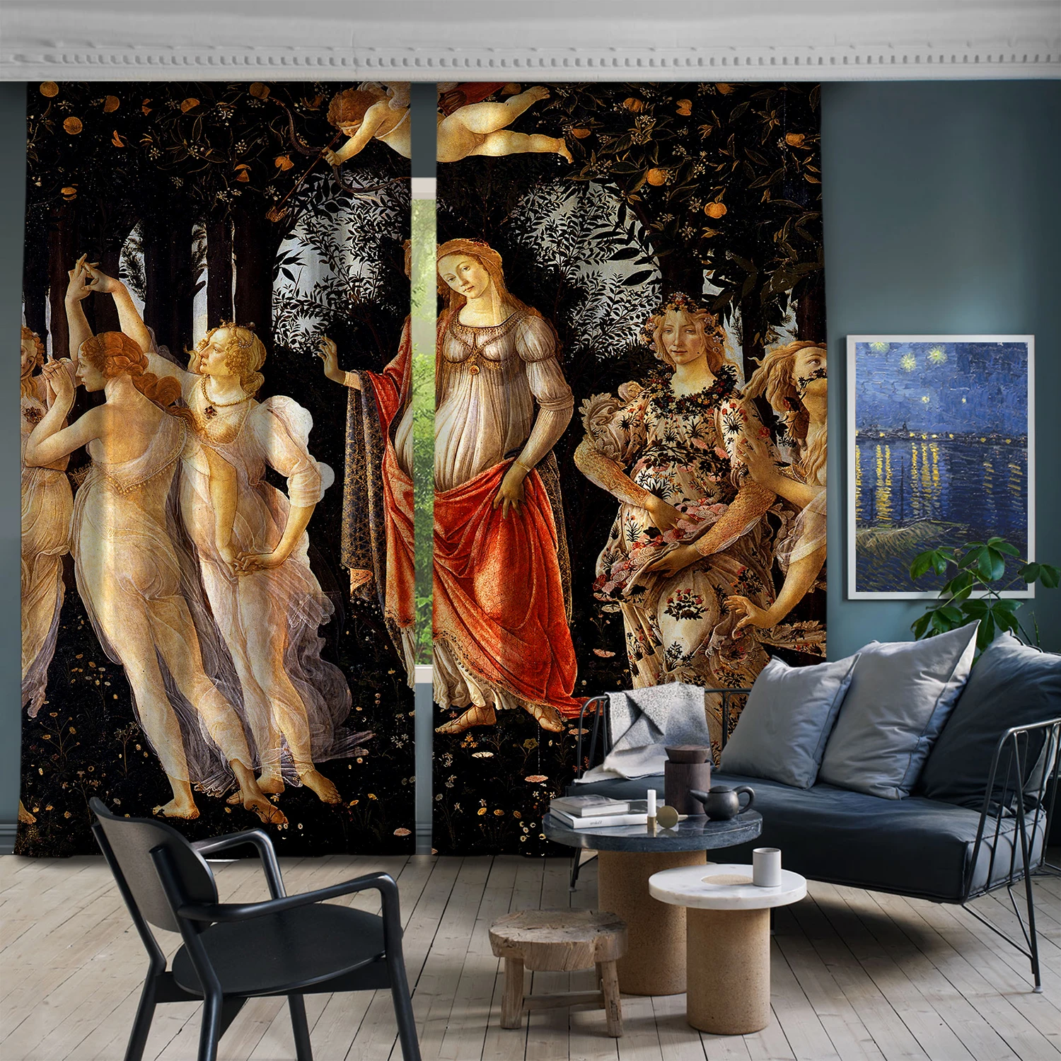 

Cipcici Sandro Botticelli - Primavera 2-й и 3-й панели светонепроницаемые для гостиной спальни декоративные фото роскошный современный дом