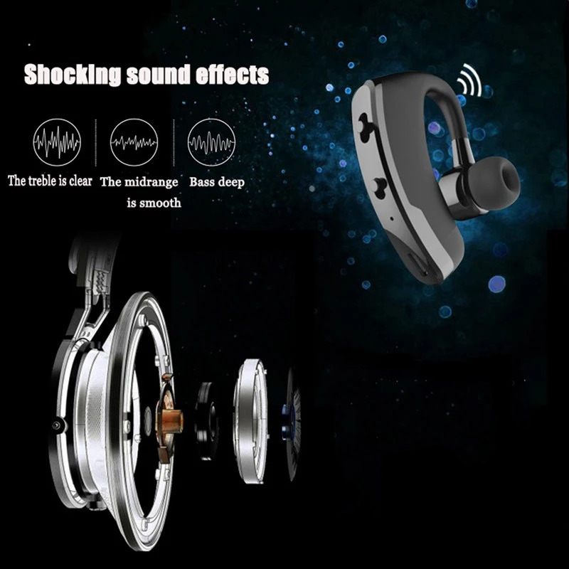 VITOG V9 Wireless Bluetooth Earphone Ear Hooking Headphone Control Button Headsets Noise Cancellation With Mic Handfree Earbuds |